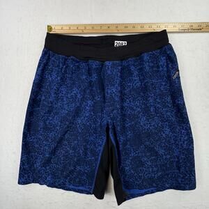 Lululemon Lined Shorts Mens Medium Blue Spotted 9 Inseam Running Gym Training